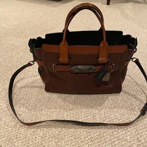 Coach Burgundy/Tan Leather Satchel